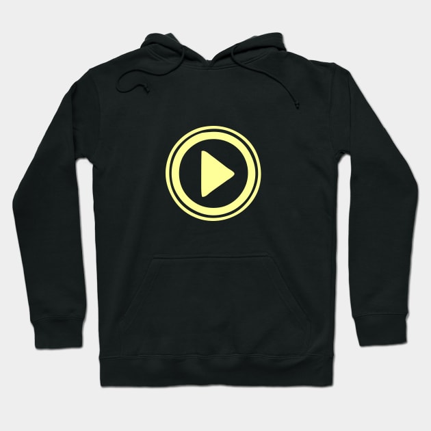 Yellow Play button. Just click me, please! Hoodie by Rabarbar